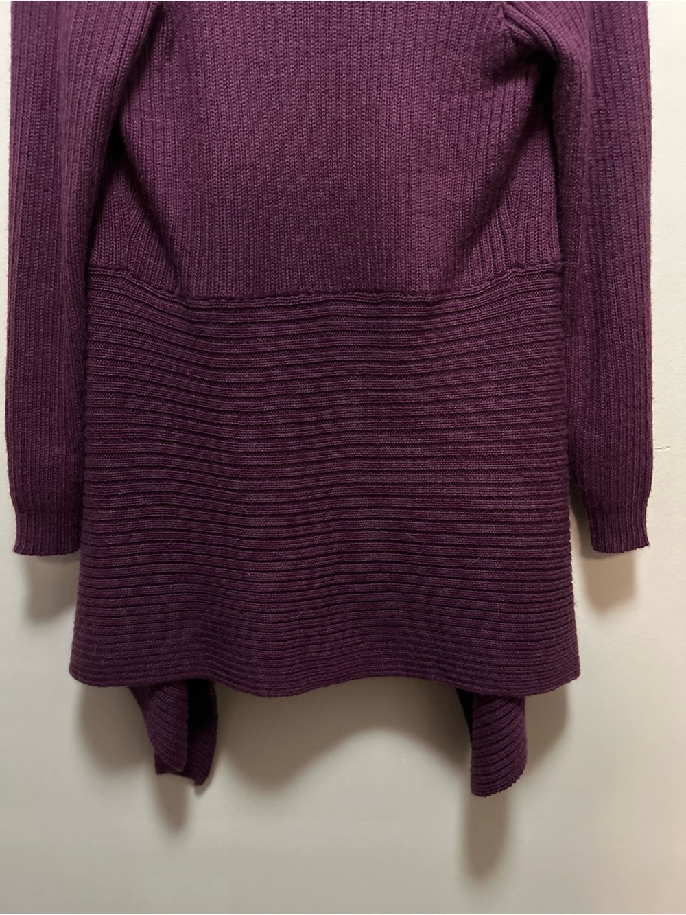 Baby Alpaca Purple Asymmetrical Waterfall Cardigan Medium Peruvian Knit Shawl - Picture 6 of 7